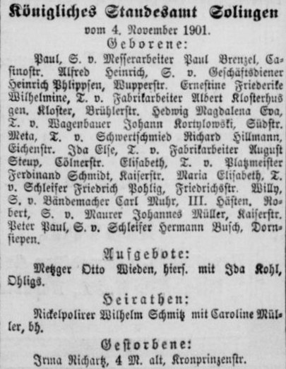 Steup, Ida Else - Geburt