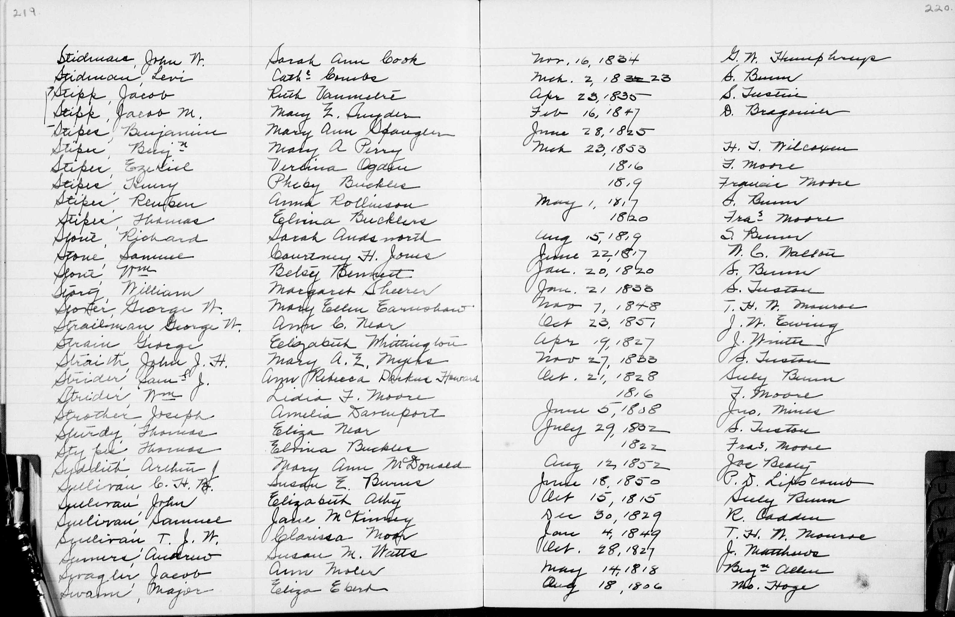 Heiratsurkunde von Ezekiel Stipes / Verlinda Ogden